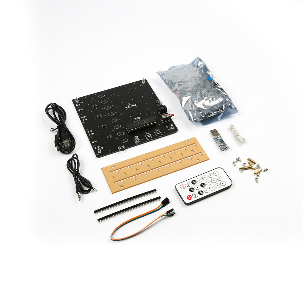 DIY набор для сборки светодиодного музыкального куба, с батарейкой в комплекте